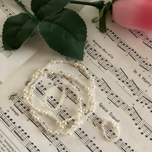 🆕 2 Sets Faux Pearl Barefoot Sandal Anklet Women - Picture 4 of 5